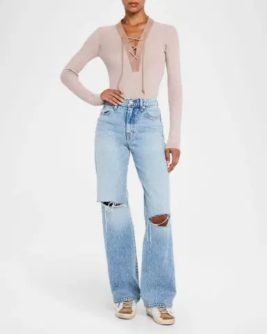 Golden Goose Journey Lace-Up Ribbed Wool Sweater | Thumbnail 2 Golden Goose Journey Lace-Up Ribbed Wool Sweater | Thumbnail 2
