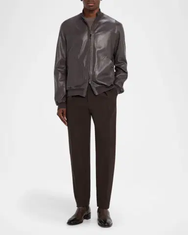 Canali Men 's Nuvola Napa Leather Bomber Jacket | Thumbnail 2 Canali Men 's Nuvola Napa Leather Bomber Jacket | Thumbnail 2