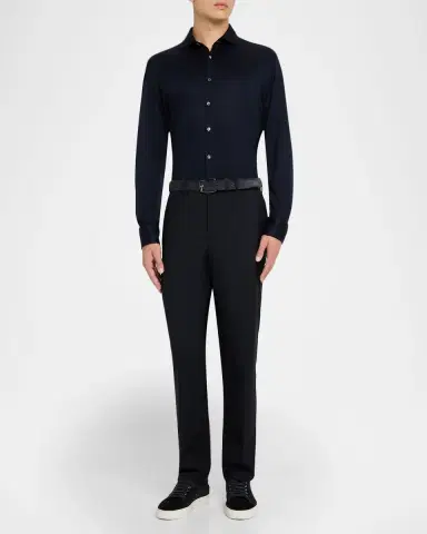Canali Men 's Jersey Cotton and Lyocell Sport Shirt | Thumbnail 2 Canali Men 's Jersey Cotton and Lyocell Sport Shirt | Thumbnail 2