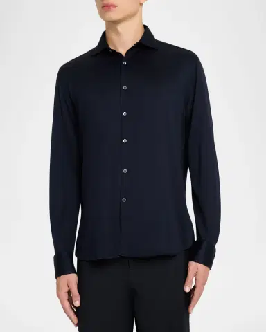 Canali Men 's Jersey Cotton and Lyocell Sport Shirt | Thumbnail 4 Canali Men 's Jersey Cotton and Lyocell Sport Shirt | Thumbnail 4