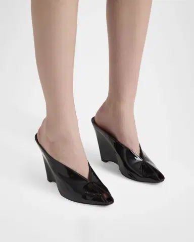 Ferragamo Alicia Patent Leather Peep-Toe Wedge Mules | Thumbnail 2 Ferragamo Alicia Patent Leather Peep-Toe Wedge Mules | Thumbnail 2