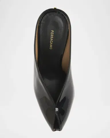 Ferragamo Alicia Patent Leather Peep-Toe Wedge Mules | Thumbnail 6 Ferragamo Alicia Patent Leather Peep-Toe Wedge Mules | Thumbnail 6