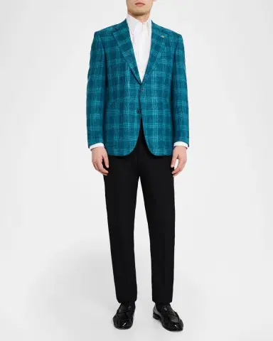 Stefano Ricci Men's Wool, Cashmere and Silk Plaid Single-Breasted Sport Coat | Thumbnail 2 Stefano Ricci Men's Wool, Cashmere and Silk Plaid Single-Breasted Sport Coat | Thumbnail 2