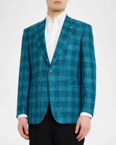 Stefano Ricci Men's Wool, Cashmere and Silk Plaid Single-Breasted Sport Coat | Thumbnail 4 Stefano Ricci Men's Wool, Cashmere and Silk Plaid Single-Breasted Sport Coat | Thumbnail 4