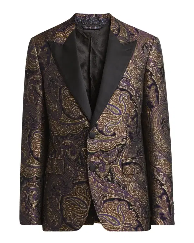 Men 's Ornate Jacquard Peak-Lapel Evening Jacket Men 's Ornate Jacquard Peak-Lapel Evening Jacket