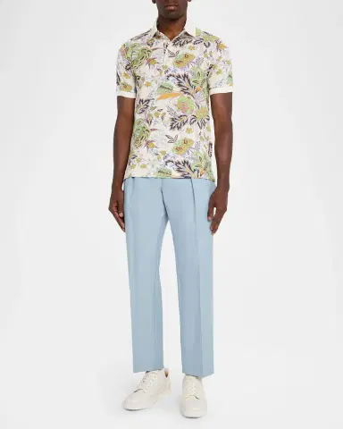 Etro Men 's Floral Palm Paisley Polo Shirt | Thumbnail 2 Etro Men 's Floral Palm Paisley Polo Shirt | Thumbnail 2
