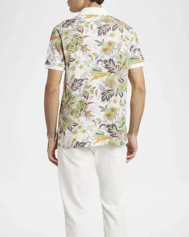 Etro Men 's Floral Palm Paisley Polo Shirt | Thumbnail 3 Etro Men 's Floral Palm Paisley Polo Shirt | Thumbnail 3