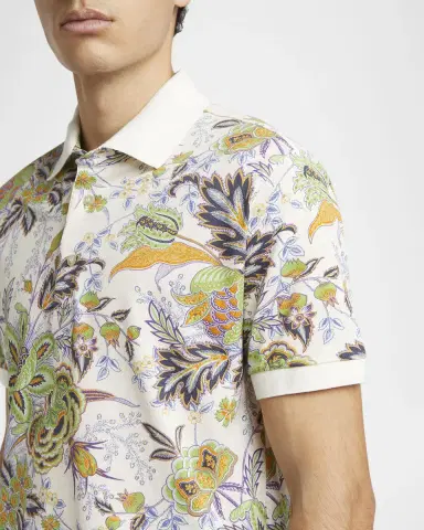 Etro Men 's Floral Palm Paisley Polo Shirt | Thumbnail 5 Etro Men 's Floral Palm Paisley Polo Shirt | Thumbnail 5