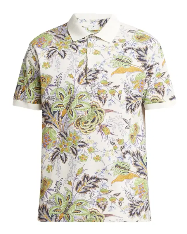 Men 's Floral Palm Paisley Polo Shirt Men 's Floral Palm Paisley Polo Shirt