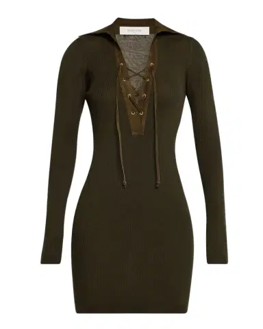 Golden Goose Journey Lace-Up Ribbed Wool Mini Dress | Thumbnail 1 Golden Goose Journey Lace-Up Ribbed Wool Mini Dress | Thumbnail 1