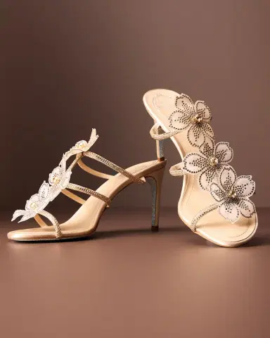 René Caovilla Floraine Crystal Flower Satin Cage Slide Sandals | Thumbnail 5 René Caovilla Floraine Crystal Flower Satin Cage Slide Sandals | Thumbnail 5