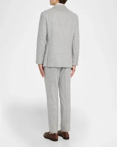 Brunello Cucinelli Men's Plaid Donegal Effect Two-Piece Suit | Thumbnail 3 Brunello Cucinelli Men's Plaid Donegal Effect Two-Piece Suit | Thumbnail 3