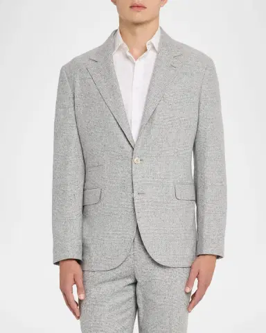Brunello Cucinelli Men's Plaid Donegal Effect Two-Piece Suit | Thumbnail 4 Brunello Cucinelli Men's Plaid Donegal Effect Two-Piece Suit | Thumbnail 4