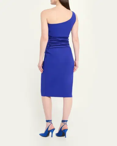Chiara Boni La Petite Robe Ruched One-Shoulder Bodycon Satin Dress | Thumbnail 3 Chiara Boni La Petite Robe Ruched One-Shoulder Bodycon Satin Dress | Thumbnail 3
