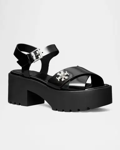 Tory Burch Turnlock Leather Lug-Heeled Platform Sandals | Thumbnail 2 Tory Burch Turnlock Leather Lug-Heeled Platform Sandals | Thumbnail 2