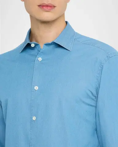 ZEGNA Men's Washed Denim Classic Fit Button-Down Shirt | Thumbnail 4 ZEGNA Men's Washed Denim Classic Fit Button-Down Shirt | Thumbnail 4