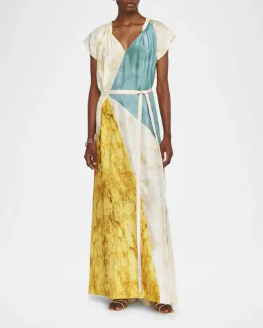 Joseph Tulipa Marble-Print Habotai Silk Maxi Dress | Thumbnail 2 Joseph Tulipa Marble-Print Habotai Silk Maxi Dress | Thumbnail 2