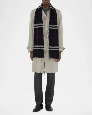 Burberry Men's Wool Large Check Scarf | Thumbnail 2 Burberry Men's Wool Large Check Scarf | Thumbnail 2