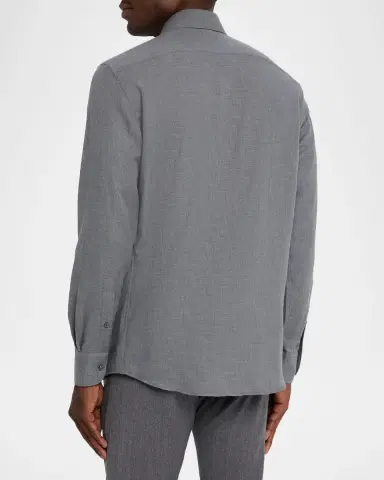 ZEGNA Men's Melange Cashco Sport Shirt | Thumbnail 2 ZEGNA Men's Melange Cashco Sport Shirt | Thumbnail 2
