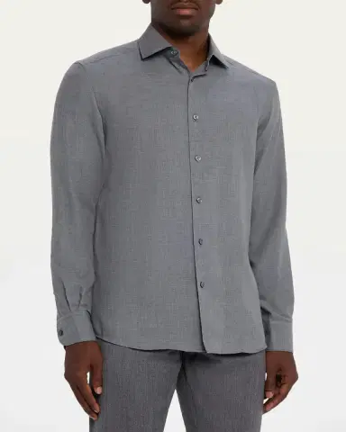 ZEGNA Men's Melange Cashco Sport Shirt | Thumbnail 8 ZEGNA Men's Melange Cashco Sport Shirt | Thumbnail 8