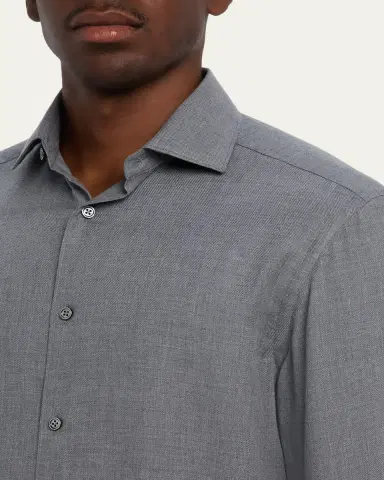 ZEGNA Men's Melange Cashco Sport Shirt | Thumbnail 9 ZEGNA Men's Melange Cashco Sport Shirt | Thumbnail 9