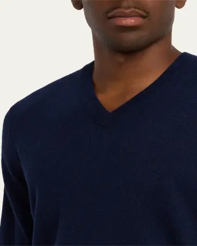 Brunello Cucinelli Men's Cashmere Classic Fit V-Neck Sweater | Thumbnail 5 Brunello Cucinelli Men's Cashmere Classic Fit V-Neck Sweater | Thumbnail 5