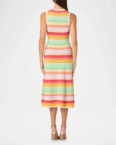 Shoshanna Keira Striped Mixed-Knit Midi Dress | Thumbnail 3 Shoshanna Keira Striped Mixed-Knit Midi Dress | Thumbnail 3