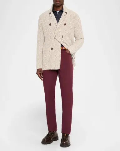 Brunello Cucinelli Men 's Wool, Silk, and Cashmere Double-Breasted Cardigan | Thumbnail 2 Brunello Cucinelli Men 's Wool, Silk, and Cashmere Double-Breasted Cardigan | Thumbnail 2