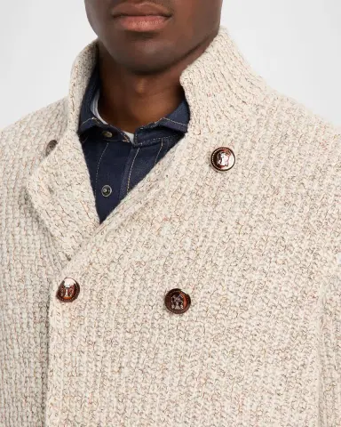 Brunello Cucinelli Men 's Wool, Silk, and Cashmere Double-Breasted Cardigan | Thumbnail 5 Brunello Cucinelli Men 's Wool, Silk, and Cashmere Double-Breasted Cardigan | Thumbnail 5