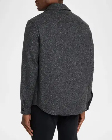 ZEGNA Men 's Cashmere and Silk Donegal Overshirt | Thumbnail 2 ZEGNA Men 's Cashmere and Silk Donegal Overshirt | Thumbnail 2