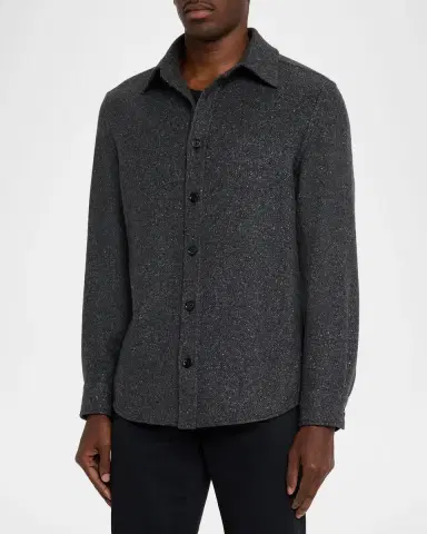 ZEGNA Men 's Cashmere and Silk Donegal Overshirt | Thumbnail 3 ZEGNA Men 's Cashmere and Silk Donegal Overshirt | Thumbnail 3