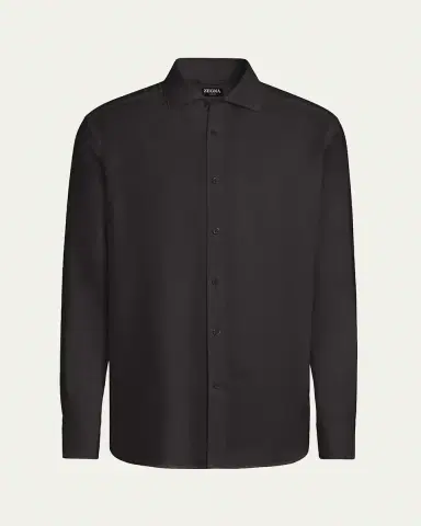 ZEGNA Men 's Cashco Cashmere and Cotton Solid Dress Shirt | Thumbnail 2 ZEGNA Men 's Cashco Cashmere and Cotton Solid Dress Shirt | Thumbnail 2
