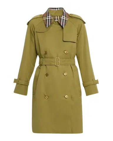 Burberry Castleford Check-Collar Belted Double-Breasted Trench Coat | Thumbnail 1 Burberry Castleford Check-Collar Belted Double-Breasted Trench Coat | Thumbnail 1