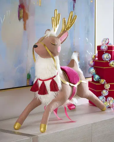 Glitterville Papa Noel's Reindeer 32" Tabletop Christmas Decor | Thumbnail 1 Glitterville Papa Noel's Reindeer 32" Tabletop Christmas Decor | Thumbnail 1