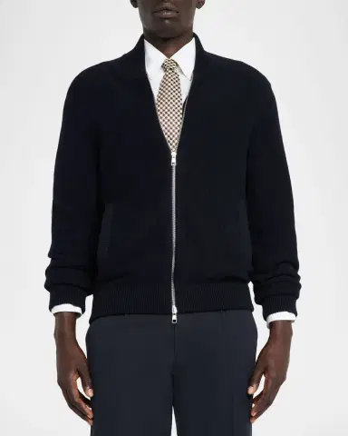 dunhill Men's Cotton and Cashmere Knit Full-Zip Bomber Sweater | Thumbnail 4 dunhill Men's Cotton and Cashmere Knit Full-Zip Bomber Sweater | Thumbnail 4