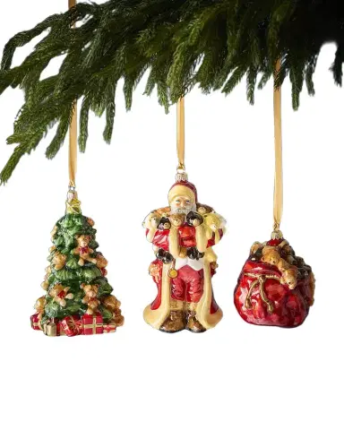 Komozja Santa with Bears Christmas Ornaments, Set of 3 | Thumbnail 1 Komozja Santa with Bears Christmas Ornaments, Set of 3 | Thumbnail 1