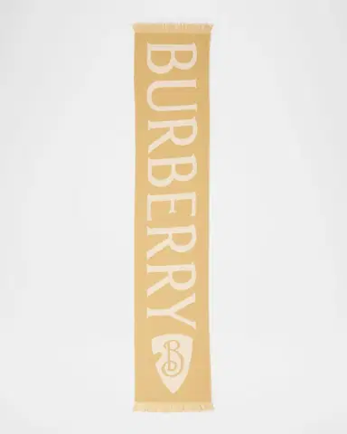 Burberry Men's Wool Logo B-Shield Scarf | Thumbnail 4 Burberry Men's Wool Logo B-Shield Scarf | Thumbnail 4
