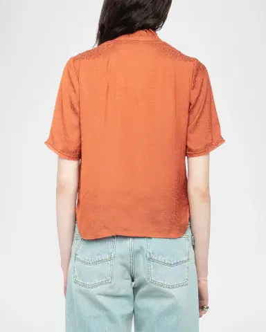 Zadig & Voltaire Topher Satin Monogram Blouse | Thumbnail 3 Zadig & Voltaire Topher Satin Monogram Blouse | Thumbnail 3