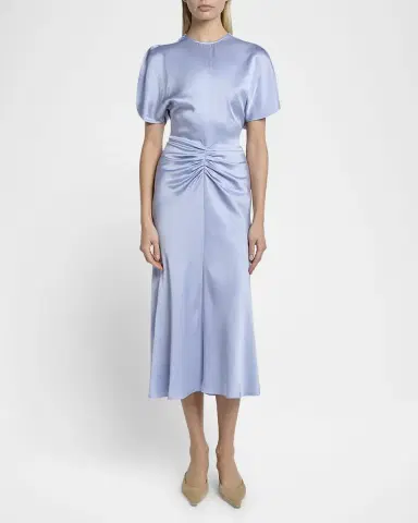 Victoria Beckham Gathered Waist Midi Dress | Thumbnail 2 Victoria Beckham Gathered Waist Midi Dress | Thumbnail 2