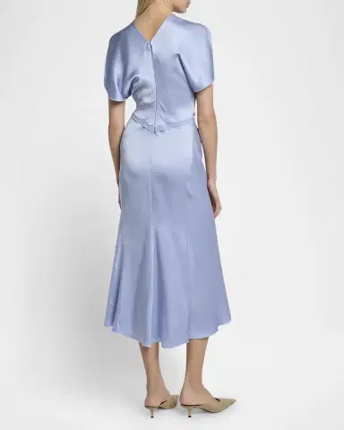 Victoria Beckham Gathered Waist Midi Dress | Thumbnail 3 Victoria Beckham Gathered Waist Midi Dress | Thumbnail 3