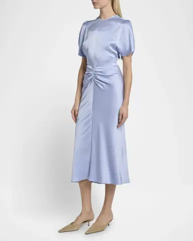 Victoria Beckham Gathered Waist Midi Dress | Thumbnail 4 Victoria Beckham Gathered Waist Midi Dress | Thumbnail 4