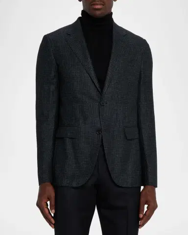 ZEGNA Men's Prince of Wales Notch-Lapel Sport Coat | Thumbnail 4 ZEGNA Men's Prince of Wales Notch-Lapel Sport Coat | Thumbnail 4