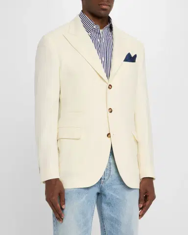 Brunello Cucinelli Men's Cavallery Twill Peak-Lapel Sport Coat | Thumbnail 4 Brunello Cucinelli Men's Cavallery Twill Peak-Lapel Sport Coat | Thumbnail 4