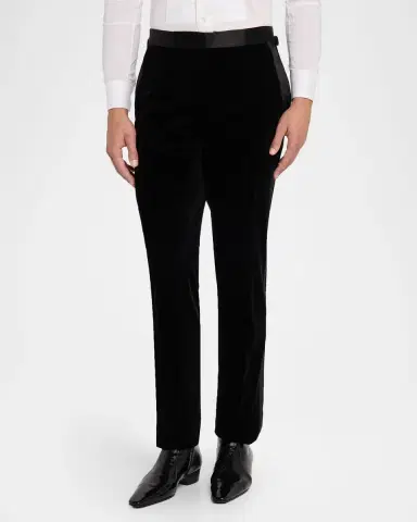 Tom Ford Men's Shelton Velvet Tuxedo Stripe Formal Pants | Thumbnail 4 Tom Ford Men's Shelton Velvet Tuxedo Stripe Formal Pants | Thumbnail 4