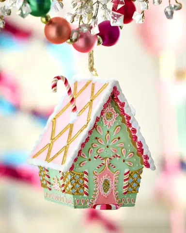 Glitterville Rainbow Gingerbread Cottage Christmas Ornament | Thumbnail 1 Glitterville Rainbow Gingerbread Cottage Christmas Ornament | Thumbnail 1