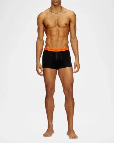 Diesel Men's Damien Logo Waistband 3-Pack Boxer Briefs | Thumbnail 2 Diesel Men's Damien Logo Waistband 3-Pack Boxer Briefs | Thumbnail 2