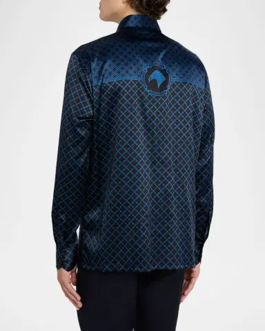 Stefano Ricci Men's Multi-Geometric Silk-Elastane Sport Shirt | Thumbnail 2 Stefano Ricci Men's Multi-Geometric Silk-Elastane Sport Shirt | Thumbnail 2