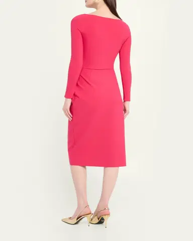 Chiara Boni La Petite Robe Gathered Bateau-Neck Midi Sheath Dress | Thumbnail 3 Chiara Boni La Petite Robe Gathered Bateau-Neck Midi Sheath Dress | Thumbnail 3