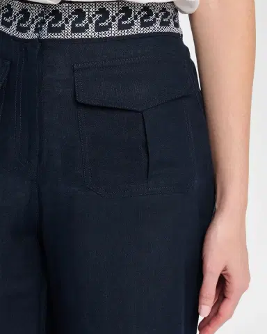 Silvia Tcherassi Zina Embroidered Linen Flare Crop Pants | Thumbnail 5 Silvia Tcherassi Zina Embroidered Linen Flare Crop Pants | Thumbnail 5