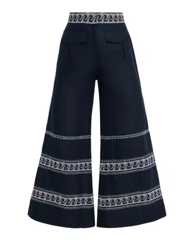 Silvia Tcherassi Zina Embroidered Linen Flare Crop Pants | Thumbnail 1 Silvia Tcherassi Zina Embroidered Linen Flare Crop Pants | Thumbnail 1